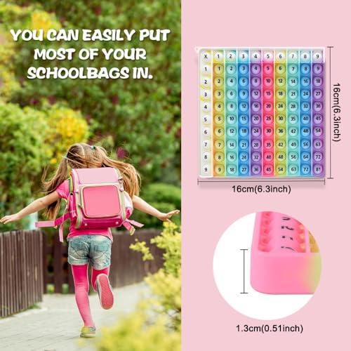 Rainbow 9x9 Multiplication Table Learning Board, Math Manipulatives for Kids Ages 6-10, STEM Sensory Math Toy for Classroom & Homeschool, Flash Cards Alternative & Wall Chart for 3rd 4th Grade - image 2