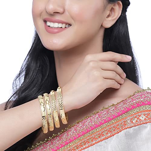 Set Of 4 -Plated Paisley Handcrafted Bangles (2.8)