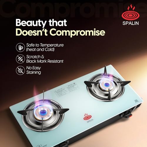 Image of 2 Burner Manual Gas Stove | BIS Certified | High Efficiency Brass Burners | Durable & Lightweight (white, 2 Burner Manual Gas Stove | Rust-Proof White Aluminium Body)