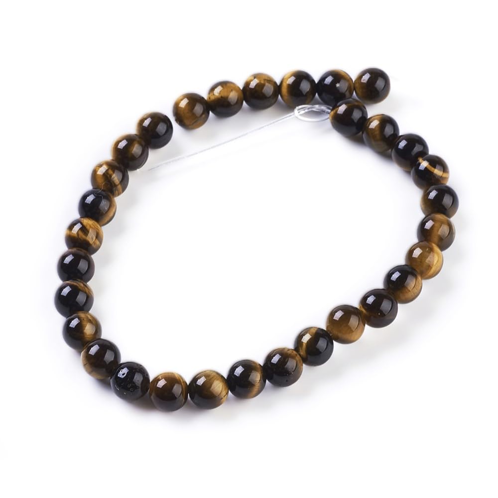 Yellow/Brown Tiger Eye Beads Plain Round 6mm Strand of 30+