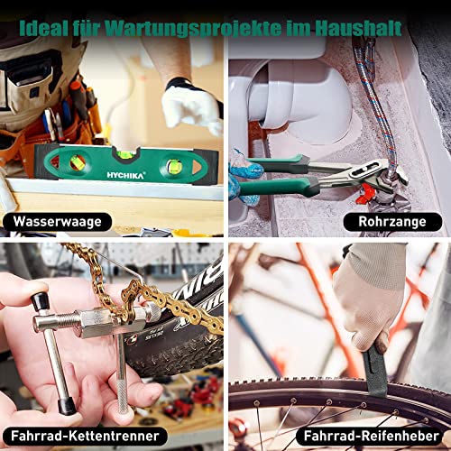 HYCHIKA DIY Werkzeugkoffer Gefüllt Profi, mit Akku Bohrschrauber 30Nm + 104-tlg Haushalts-Universal Werkzeug Set + Praktische Werkzeugkastenverpackung. Für Reparaturen und Wartungen – Bild 7