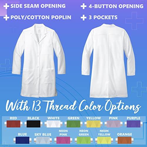 Personalized Embroidered Lab Coat for Women w/Medical Specialty ICON & Name, Text, 13 Thread Colors, 3 Pockets & Long Sleeve - Image 4