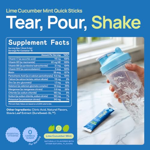 Image of Hi-Lyte Hydration Packets - Lime Cucumber Mint - Sodium, Potassium, Magnesium, Vitamins - Electrolytes Powder Packets for Fasting - No Sugar, No Carbs