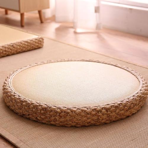 座布団 フロアクッション 大きい 厚め おしゃれ ざぶとん お尻が痛くならない 和 蒲草厚手 座りやすい ソファ 和室 座り心地いい 体圧分散 天然い草 丸型 和モダン ダイニングテーブル マット リビング 様式1 50*50*8cm (60*60*8cm
