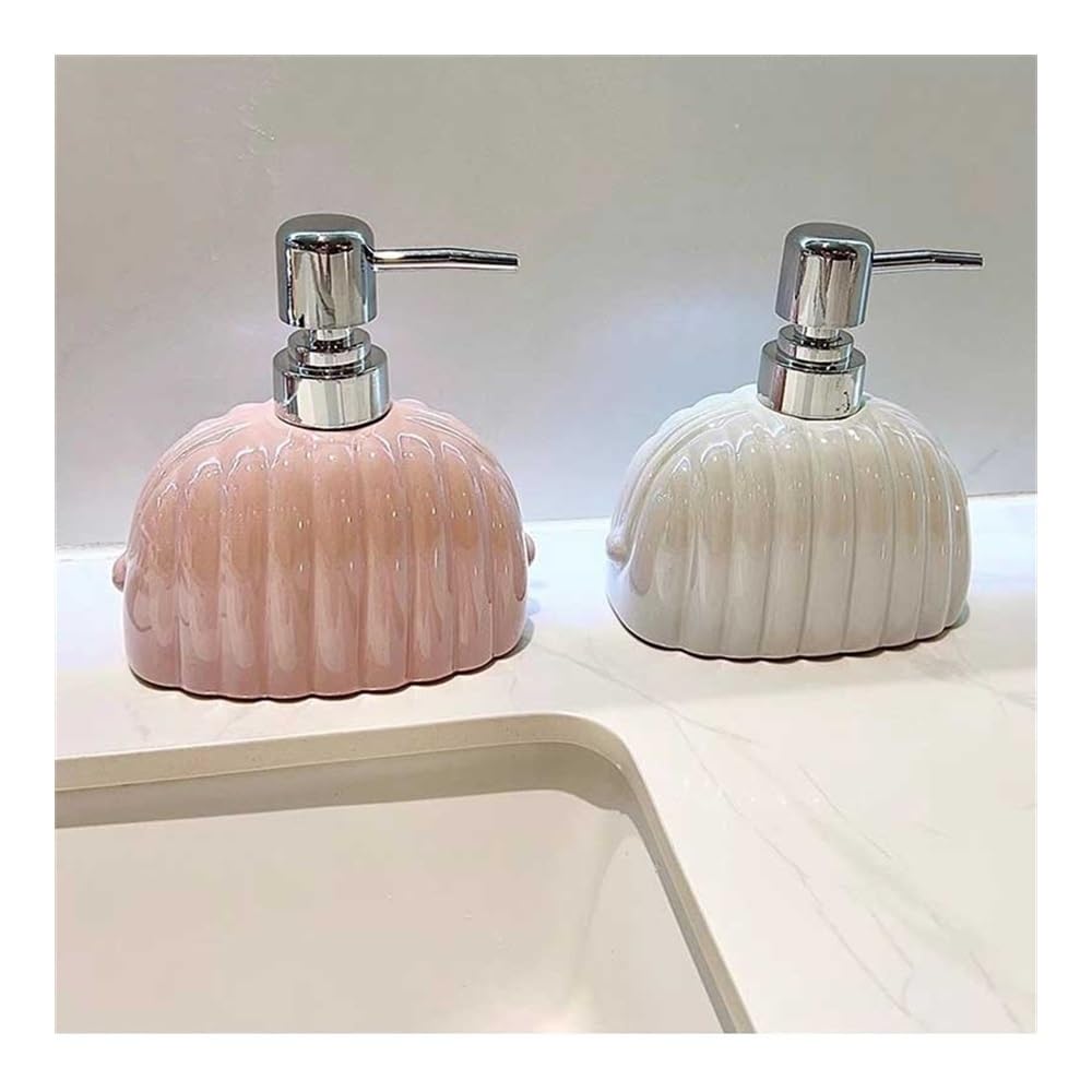 Seifenspender mit Pumpe, Rosa/Weiß, 350 ml, Seifenspender für Zuhause und Hotel, für die Küche, Spender für Handseife, Waschmittel, Duschgel