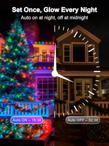 ROOR 300FT 1000 LED String Lights Outdoor, Christmas Tree Lights Multicolor with Remote Control, 8 Modes Fairy Light Plug in Outside IP65 Waterproof for Backyard Porch Party Wedding - image 3