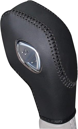 Funda para pomo de caja de cambios, en piel auténtica, color negro, para Ford Focus, Kuga, Escape automático, Negro Cuero Negro Thread