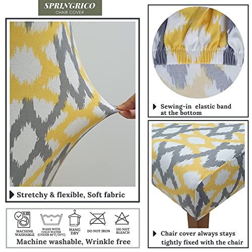 Image of SPRINGRICO Chair Covers for Dining Room 6 Pack, Stretch Dining Chair Cover, Washable Spandex Kitchen Parsons Chair Slipcovers, Removable Seat Protector for Home or Party ( Set of 6, Sunshine Zen)