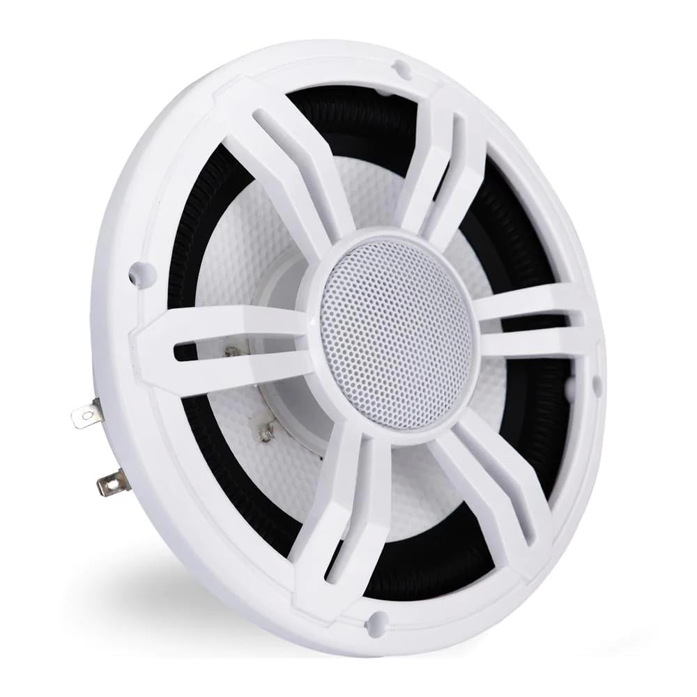 KIT Set FÜR Pyle PLSMRW64WT 1 x 16,5 cm wasserdichter Marine-Subwoofer, 165 mm, 6,5 Zoll Durchmesser, 75 Watt RMS & 150 Watt Max, DVC, 4 + 4 Ohm, Farbe: Weiß, Gummiaufhängung für Boote, 1 Stück