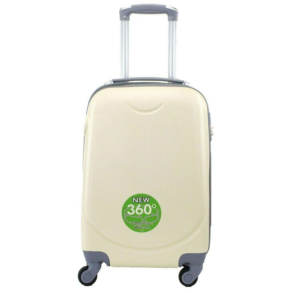 Maleta PEQUEÑA 4 Ruedas 360º Equipaje DE Mano Cabina RIGIDA (Beige)