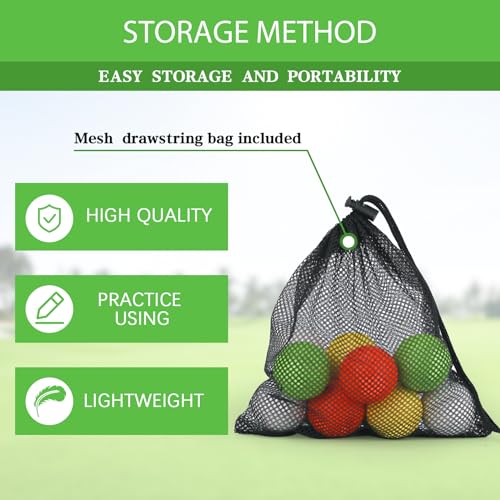 Image of 12 Pack Foam Golf Practice Balls - Realistic Feel and Limited Flight Training Balls for Indoor or Outdoor (12 Multicolor)