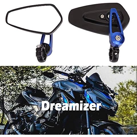DREAMIZER 7/8" 22mm Motorcycle Bar End Mirrors, Motorcycle Rearview Mirrors Compatible with 790 690 390 125 Z1000 ER6N ER6F Monster M696 821 MT03 MT09 FZ6 Cover