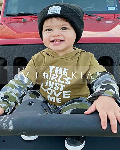 fioukiay Toddler Baby Boy Outfit Clothes LittLe Kids Long Sleeve Hoodie Sweatshirt Camouflage Pants Set Fall Winter Clothing3