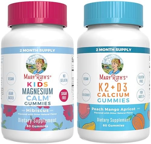 MaryRuth's Kids Magnesium Calm Gummies (Hibiscus) & Vitamin K2+D3...