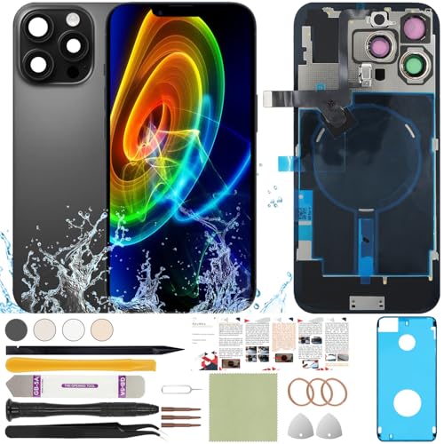 ReuWeu Rear Back Cover Replacement Compatible with iPhone 16 Pro Max All Carriers 6.9(Black)