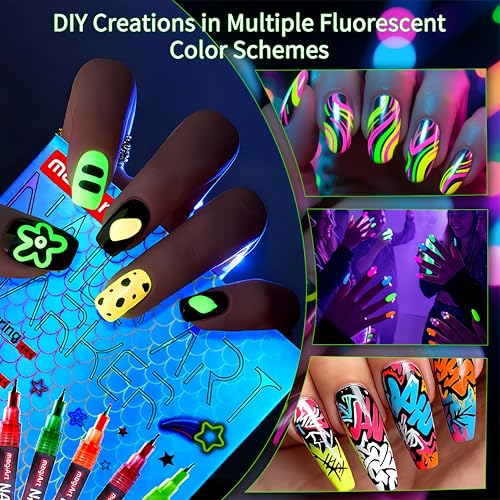Image of 12 Color Nail Art Pens, Neon Nail Markers Set 0.5 MM Fine Tip Nail Polish Pens Drawing Painting Point Liner Painted Pen Kit, Waterproof DIY Nails Art Design Manicure Tools