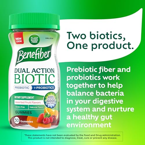image for Benefiber Prebiotic Fiber Supplement Gummies with Probiotics for Diges