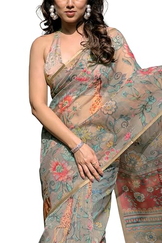 Image of MIRCHI FASHION Saree for Woman Organza Floral Printed | Lightweight Elegant Traditional Sari with Matching Blouse Piece