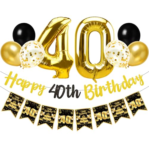Zirtorei 40th Birthday Decorations for Men Women, Happy 40th Party Supplies