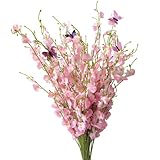 10PCS Artificial Orchids Flowers with 5PCS Simulation Butterfly Fake Silk Dancing Lady Orchid Faux L