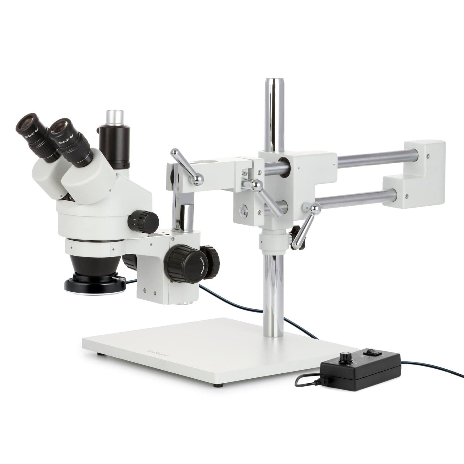 AmScope SM-4TZ-144-5MT - Microscopio estéreo (144 Luces LED y cámara Digital de 5 Mpx, 3,5X-90X), Color Blanco