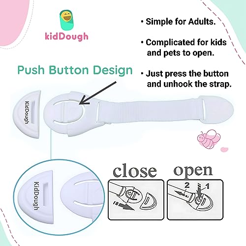KidDough Furniture Safety Locks for Kids - Pack of 10 White Locks, Child Safety Locks for Drawers, Cabinets, Fridge, Cupboard Lock, Baby Proofing Product, Strong and Adhesive Safety Locks (Image - 3)