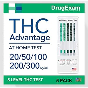 5 Pack – DrugExam Marijuana Test Dip Card. Cannabinoids Testing Test. Rapid Test Dip Cards.Individually Packed. Detailed Instructions Included. Easy to Use.