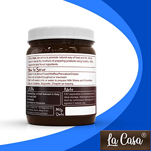 Image of La Casa Intense Belgian Chocolate Spread | 65% Cocoa | Vegan | All Natural Ganache | No Colors /Essence /Preservatives Used | 350 GMS |