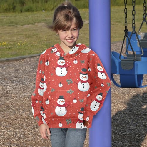 Kids Hoodies Sweaters Christmas Xmas Snowman Hooded Sweatshirts with Big Pockets for Boys Girls B04003434