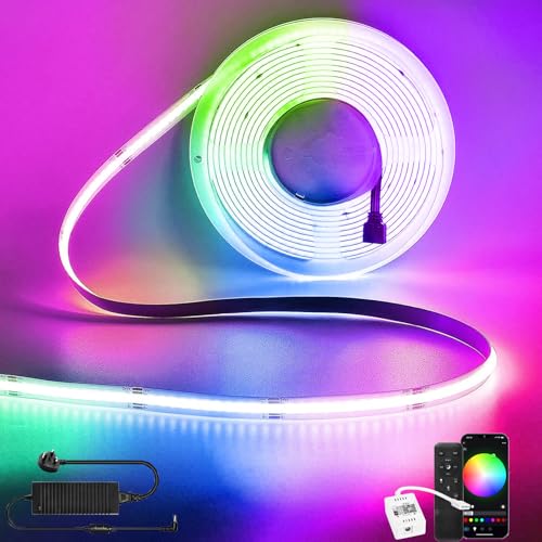 WiFi RGB COB LED Strip Light 10M,576LEDs/M Dimmable LED Strip Kit,Flexible Strip Lights 24V LED Tape Lights for Bedroom,Kitchen,Home DIY Lighting,Work with Alexa/Google Home