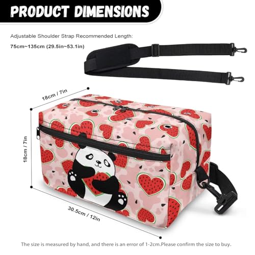 Image of Drnuikhe Cartoon Panda Print Yarn Bag Larger Crochet Bag Travel Yarn Bag with Shoulder Strap, Lightweight Craft Organizers and Storage Fit Knitting Crochet Supplies