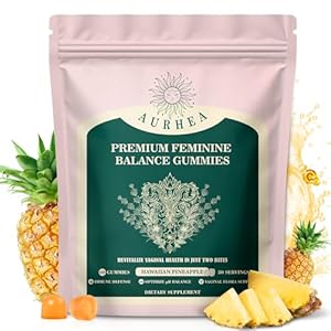AurHea Premium Feminine Balance Gummies for Women – pH Balance & Wellness Support with Hawaiian Pineapple, Vegan Gluten-Free Supplement – 60 Count