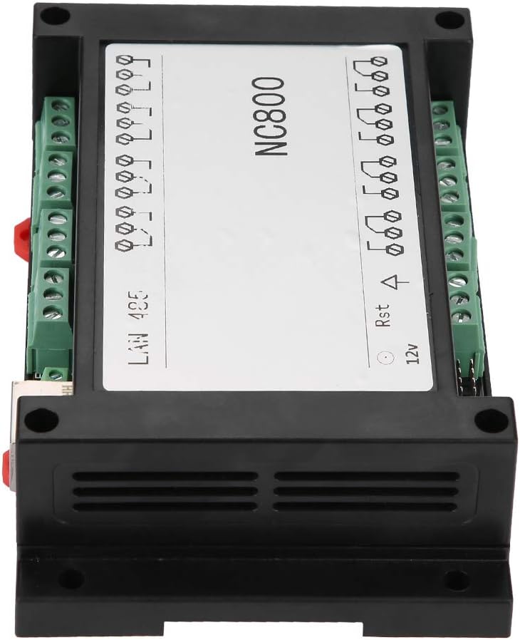 Жогорку view of the Jectse TCP/IP 8-Channel Relay Controller, highlighting the 12V DC power input terminal, reset button, and LAN 485 connections.