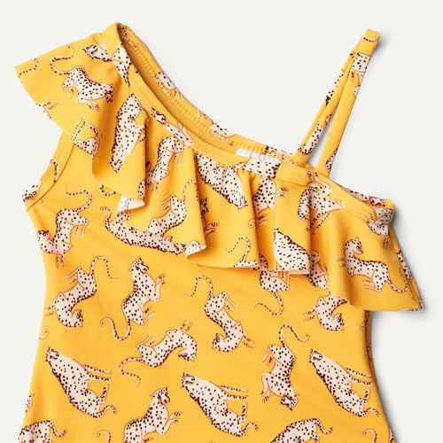 Image of Amazon Essentials Girls and Toddlers' Asymmetric Frill One-Piece Swimsuit