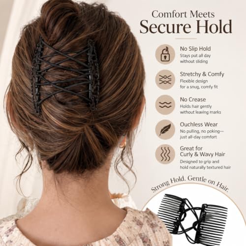 2 Piezas Clips Peine Elásticos para Cabello Rizado Negro miniatura 5