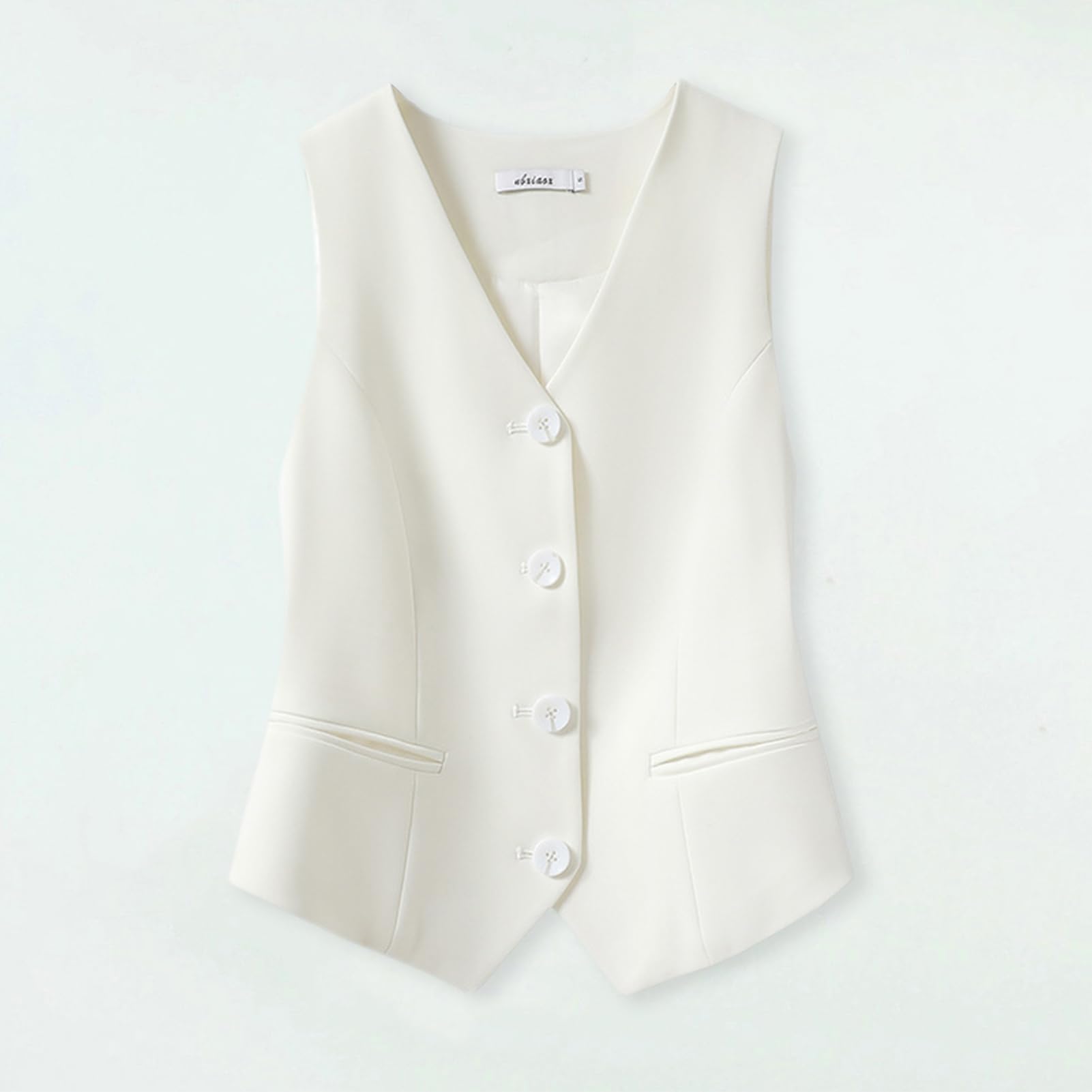 Gilet quotidiano Casual Suit Gilet da donna con scollo a V monopetto senza maniche tinta unita vestibilità ampia per formale