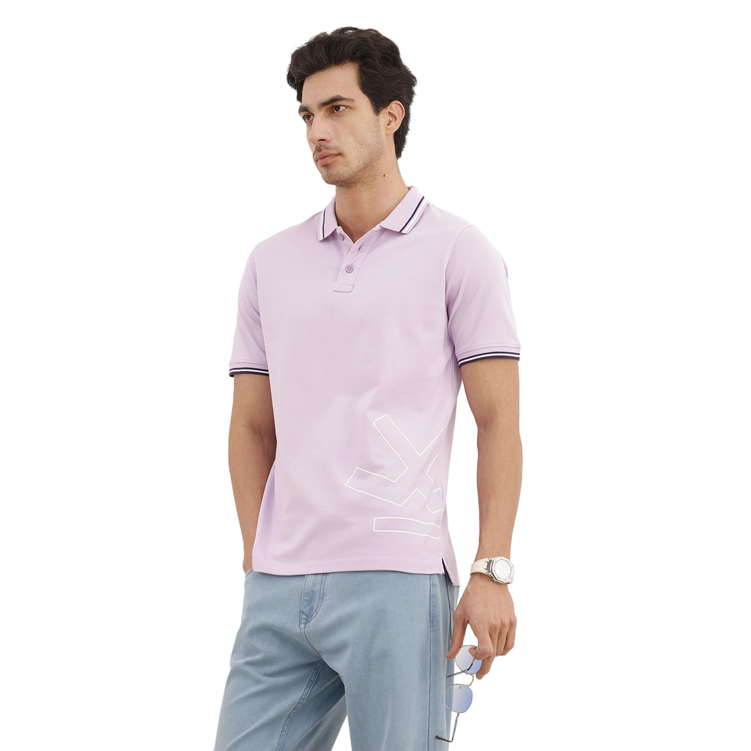 wrogn Men's 100% Cotton Slim Fit Polo T-Shirt | Solid Navy | Smart Casual-picture-33