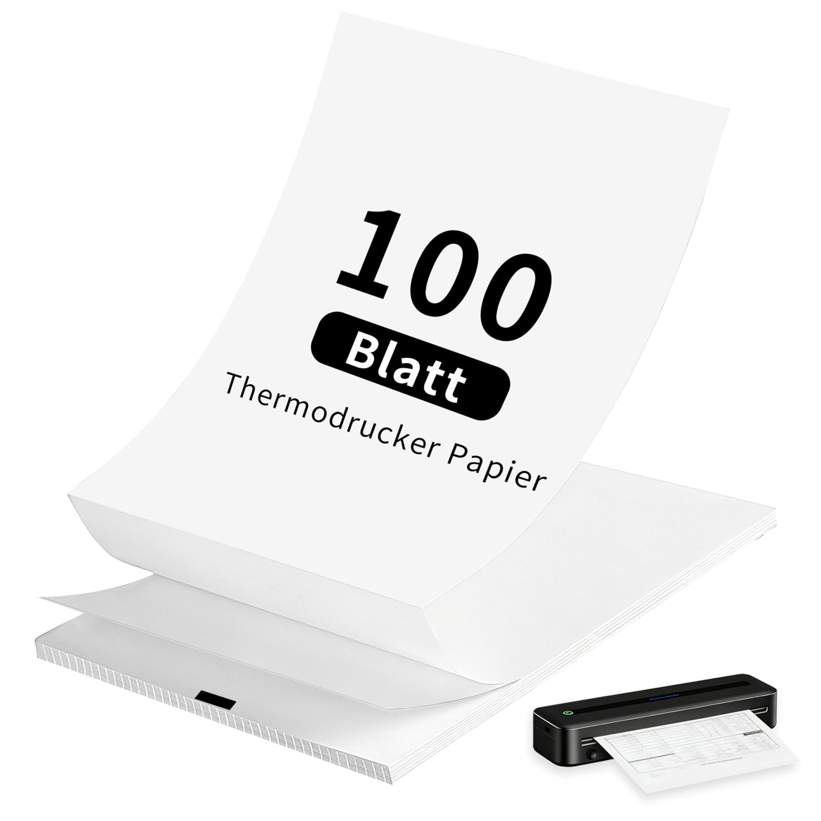 Papel térmico A4, papel continuo, 100 hojas de papel térmico de secado rápido, compatible con impresoras térmicas A4 para archivos, impresión fotográfica, notas, etiquetas