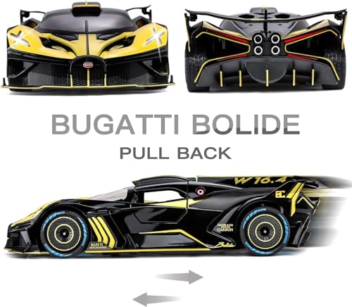 Image of Invite Enterprise Exclusive Alloy Metal Pull Back Die-Cast Car 1:24 Big Bugatti Bolide Toy Car Diecast Metal Pullback Toy Car With Openable 6 Doors,Light Music Boys Gifts Toys(Yellow)