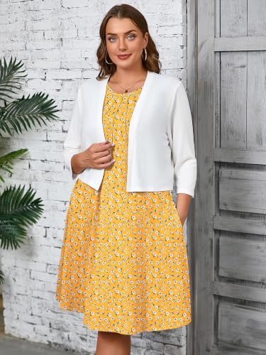 Image of AusLook Plus Size Midi Dress for Women Sleeveless Casual Summer Tank Dress with Pockets A-Line Loose Swing Dress 1-5X