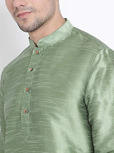 Image of VASTRAMAY Men's Mint Green Cotton Silk Blend Kurta and Pyjama Set VASMK001MGnPBL 36
