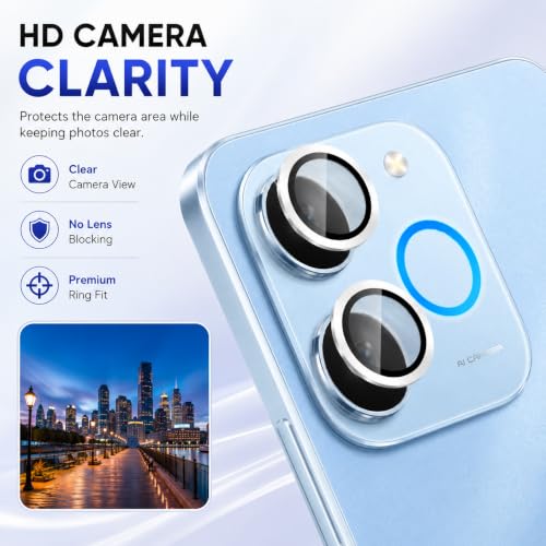 Image of FIRST MART Silver Camera Ring Guard Protector for Realme P4 Lite | Tempered Glass with Metal Alloy Rings, HD Clear, Scratch Resistant, Case-Friendly | Pack of 1