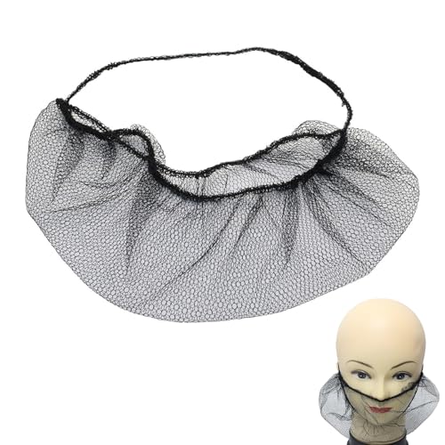 Linkidea 100 Stück 39,9 cm Bartnetz, Einweg-Bartabdeckungen mit elastischen Bändern, bequeme Schutz-Bartmaske zum Kochen (schwarz)