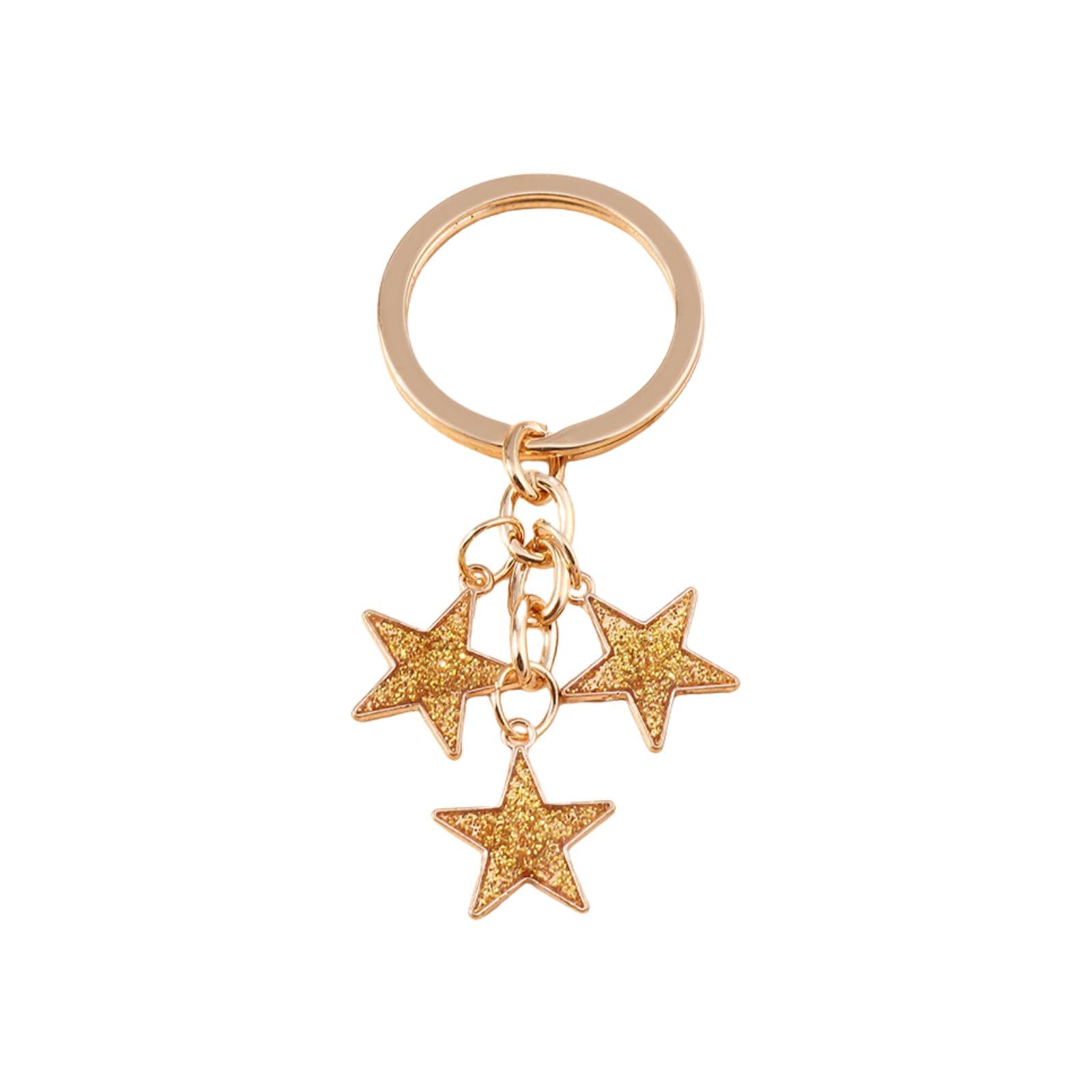 COLORFUL BLING Star Charms Enameled Keychain Glitter Star Chain Tassel Keyring Purse Bag Accessories