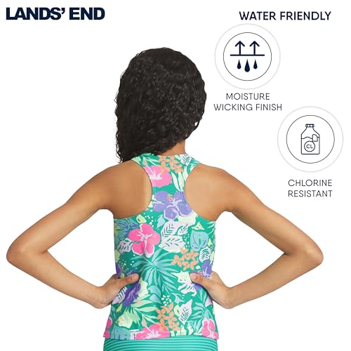 Image of Lands' End Girls' UPF 50+ Swim Bikini Bottom and Racerback Tankini Set
