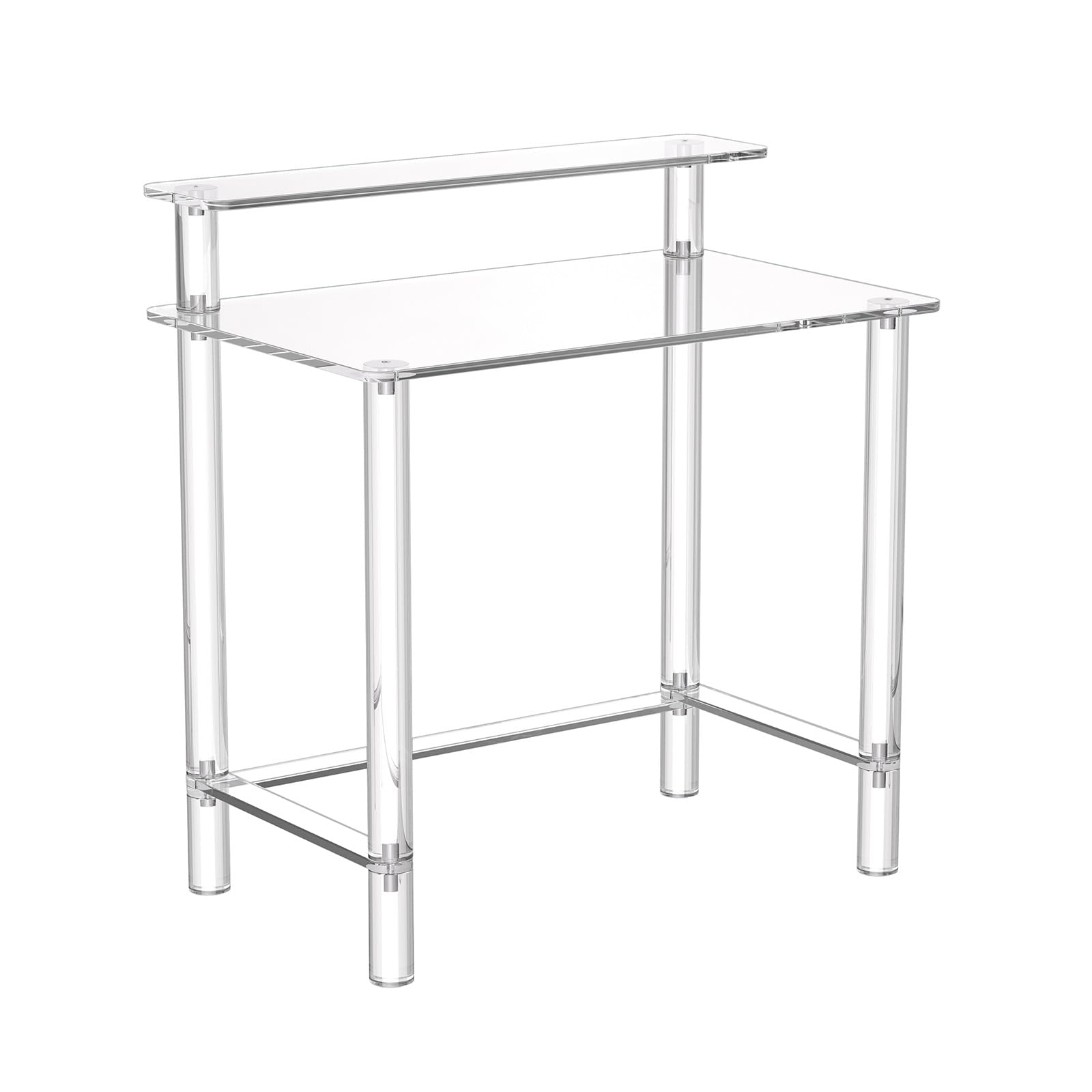 VEVOR Scrivania in Acrilico, Rettangolare a 2 Livelli Capacità di Carico 60 kg, Moderno Tavolino da Computer, per Camera da Letto, Isola Cucina, Ristorante, Ufficio, 50 x 80 x 88 cm, Trasparente