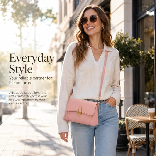 Image of Crossbody Bag for Women Shoulder Handbag PU Leather Satchel Purse with Top Handle Gold Turn Lock Adjustable Strap