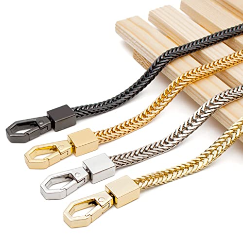 Model Worker Iron Flat Chain Strap Purse Chain Straps Handbag Chains Shoulder Cross Body Replacement Snake Bone Chain Straps with Metal Buckles (31.5\", Gun-Black)