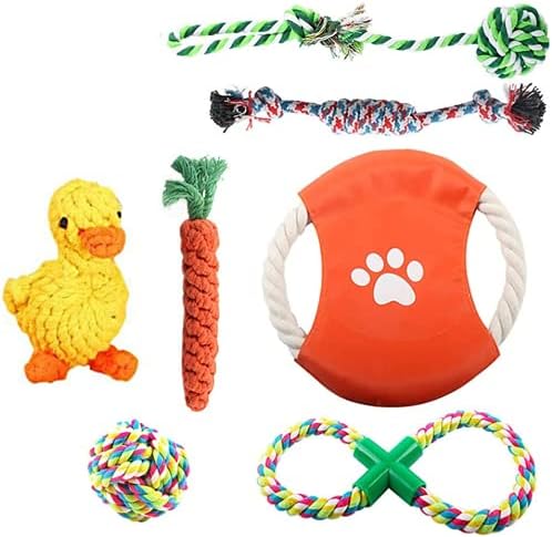 Dog Chew Toys for Puppy, 7 Pack Puppy Teething Chew Toys Interactive Dog Rope Toys for Small Dogs Boredom Chew Teething