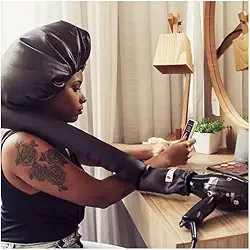 Touca Difusora Secadora De Cetim Seda Preto Anti Frizz